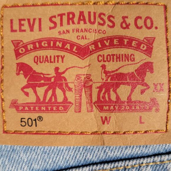 Levi’s 501 Skinny Jeans 30x26 High Rise Button Fly Raw Hem Light Wash Denim - Picture 5 of 11